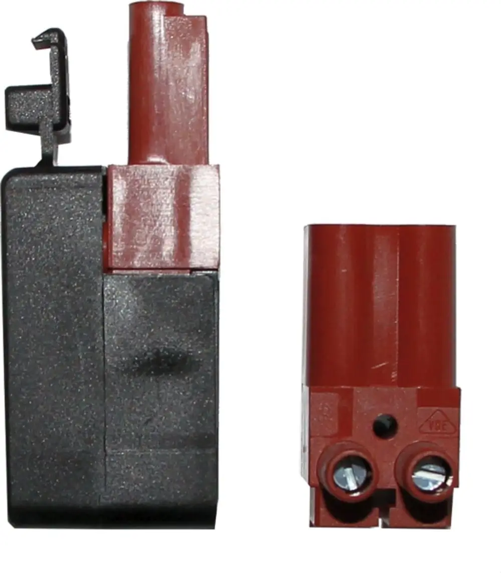 Stecker/Buchsen-Teil in Braun von Wolf, bestehend aus zwei Teilen mit Anschlussmöglichkeiten, geeignet für elektrische Verbindungen.